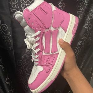 Amiri skel high top white and pink